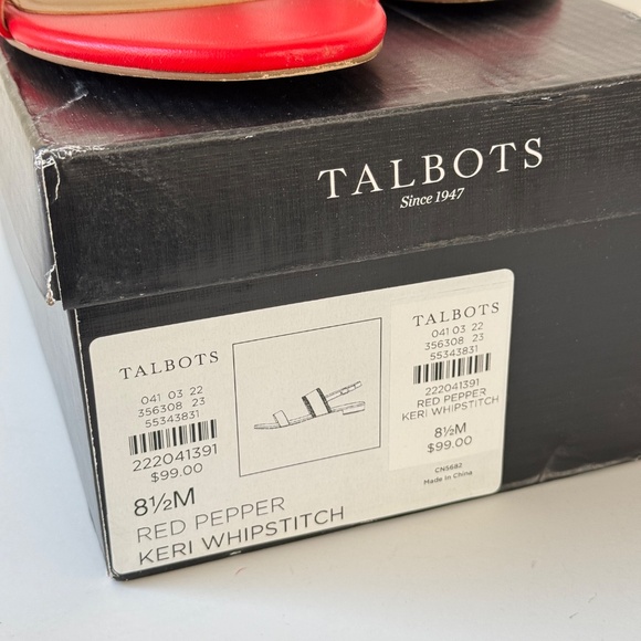 Talbots "Keri Whipstitch" Red Pepper Leather Sandals - 8.5 M - Mint Cond w/ Box - Picture 2 of 2